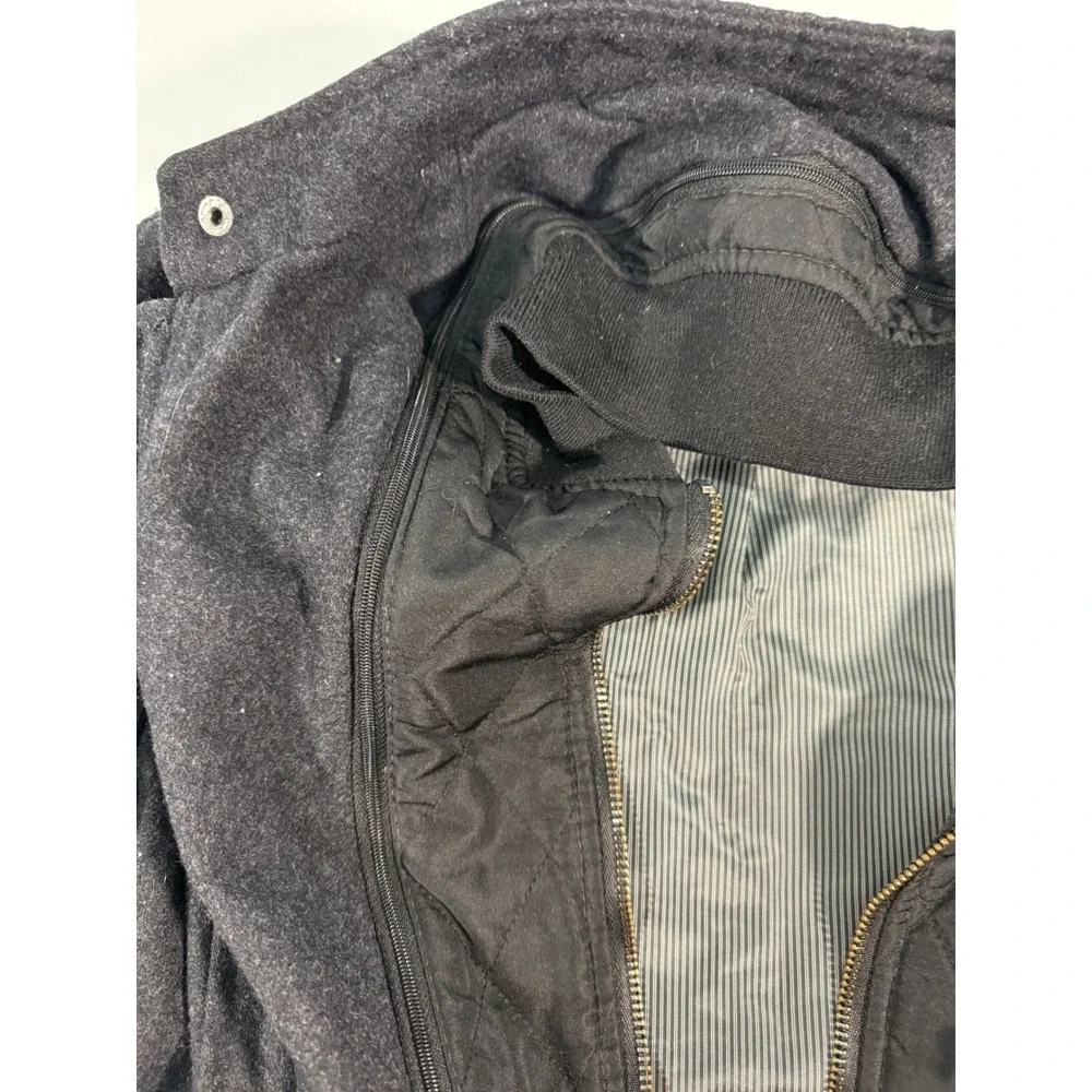 Banana Republic Mens Charcoal Gray Bomber Jacket Quilted Bib Layered Small